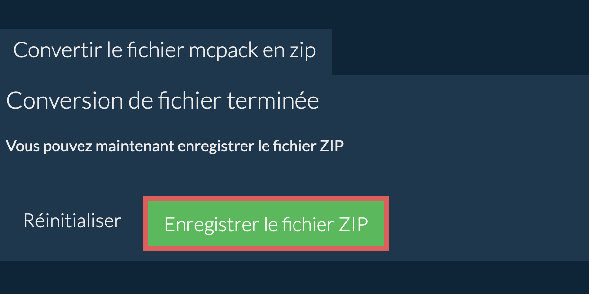 Enregistrer le fichier zip
