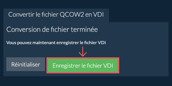 Enregistrer le fichier VDI