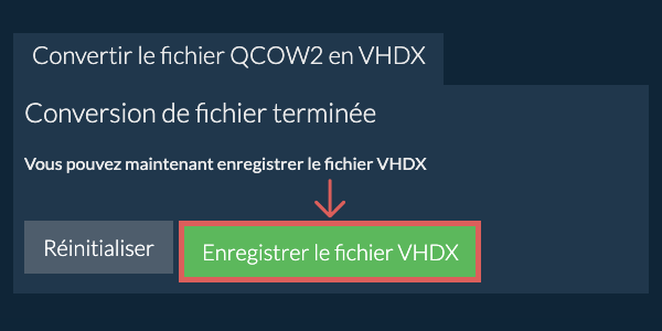 Enregistrer le fichier VHDX