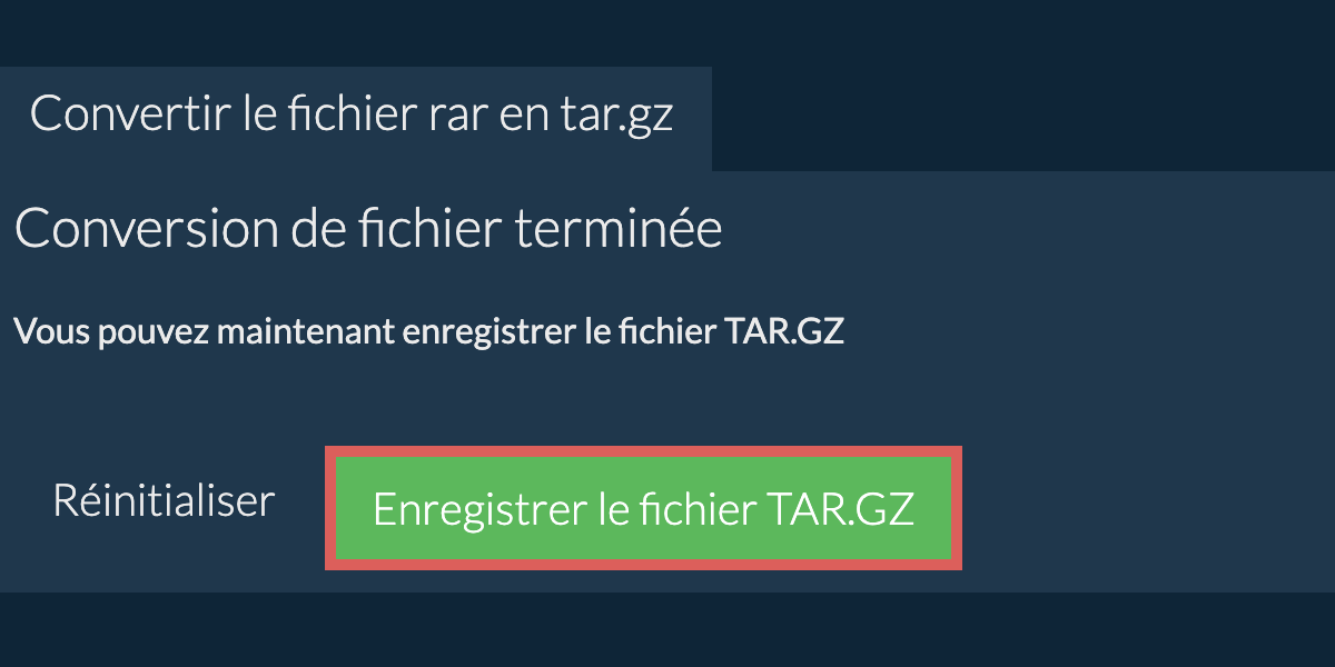 Enregistrer le fichier tar.gz