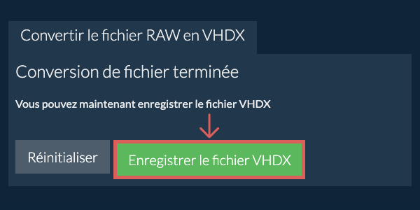 Enregistrer le fichier VHDX