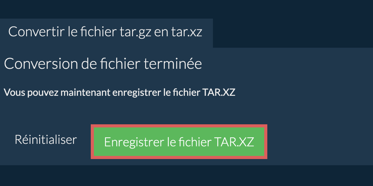 Enregistrer le fichier tar.xz