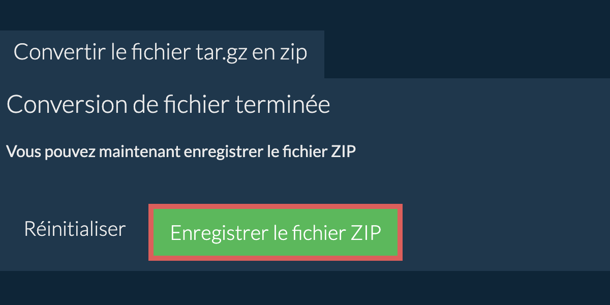 Enregistrer le fichier zip