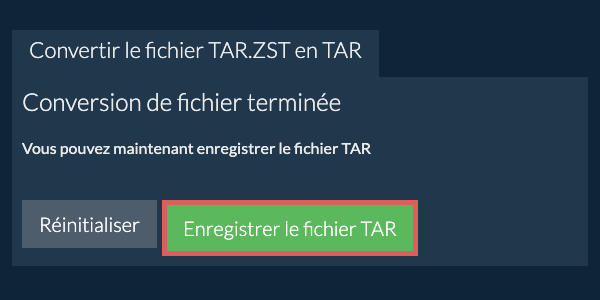 Enregistrer le fichier TAR