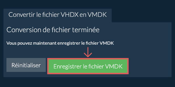 Enregistrer le fichier VMDK