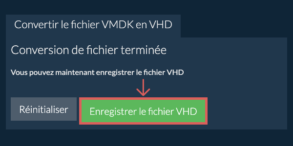 Enregistrer le fichier VHD