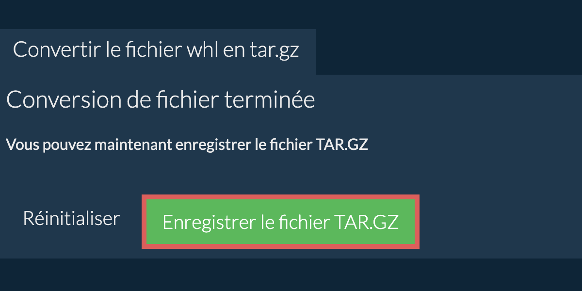 Enregistrer le fichier tar.gz