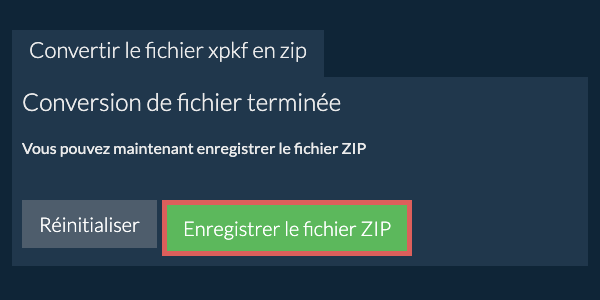 Enregistrer le fichier zip
