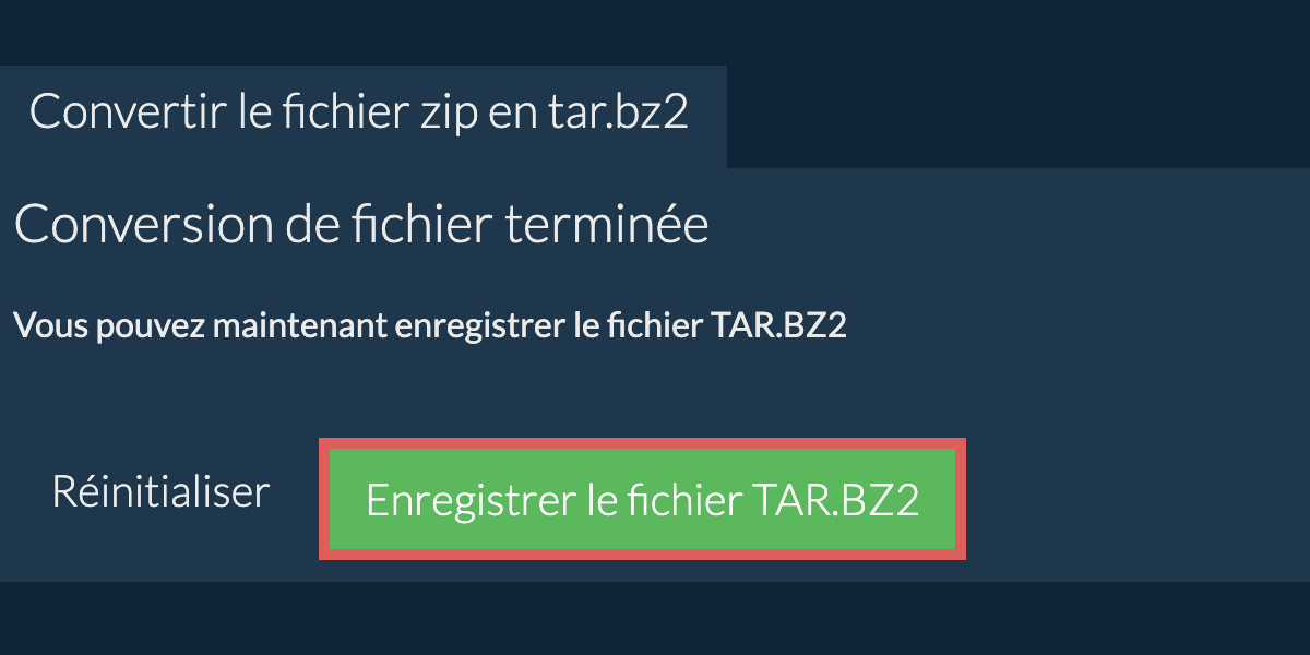 Enregistrer le fichier tar.bz2