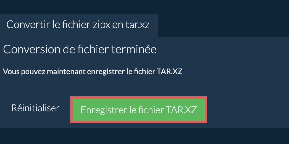 Enregistrer le fichier tar.xz