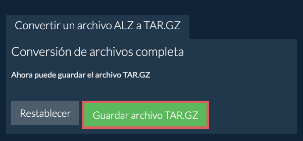Guardar archivo TAR.GZ