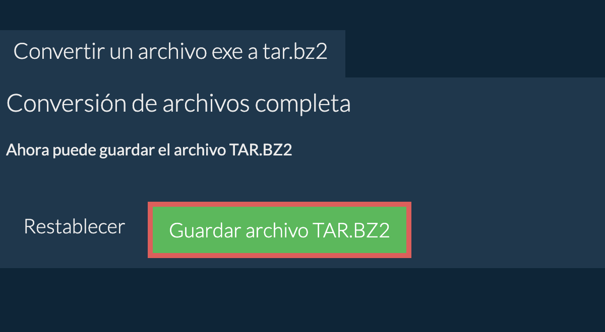 Guardar archivo tar.bz2