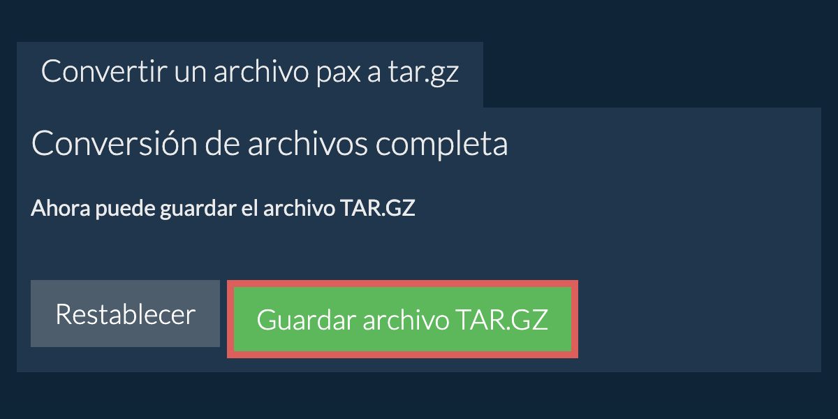 Guardar archivo TAR.GZ