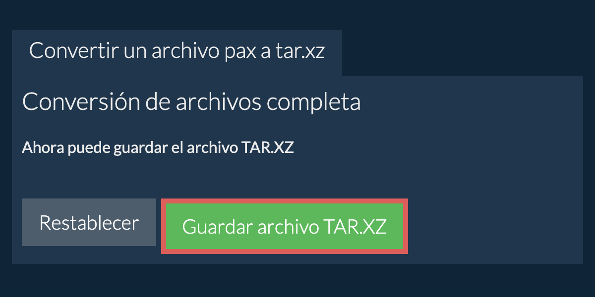 Guardar archivo TAR.XZ