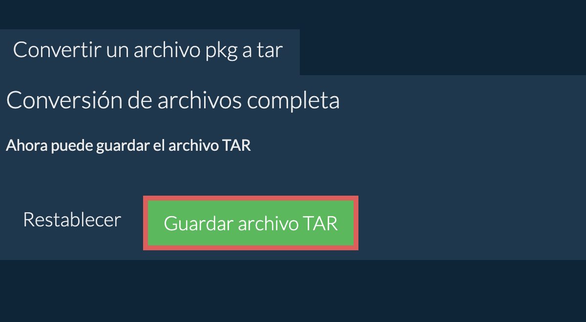 Guardar archivo tar