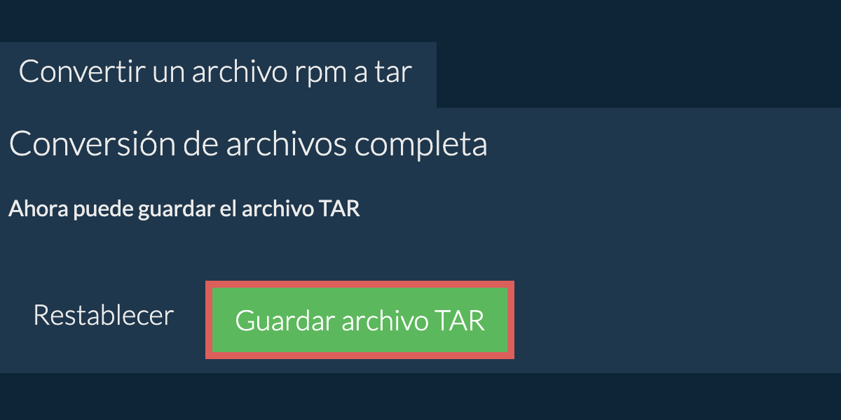 Guardar archivo tar