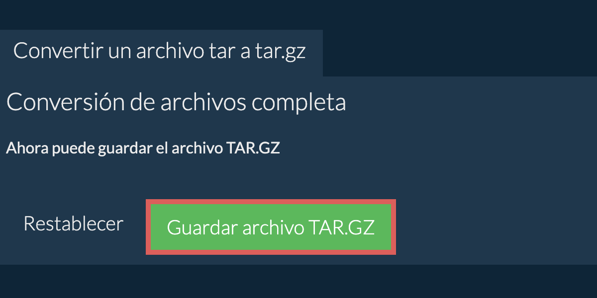 Guardar archivo tar.gz