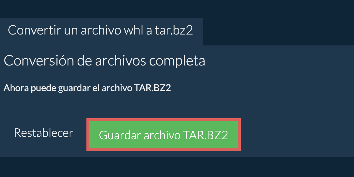 Guardar archivo tar.bz2