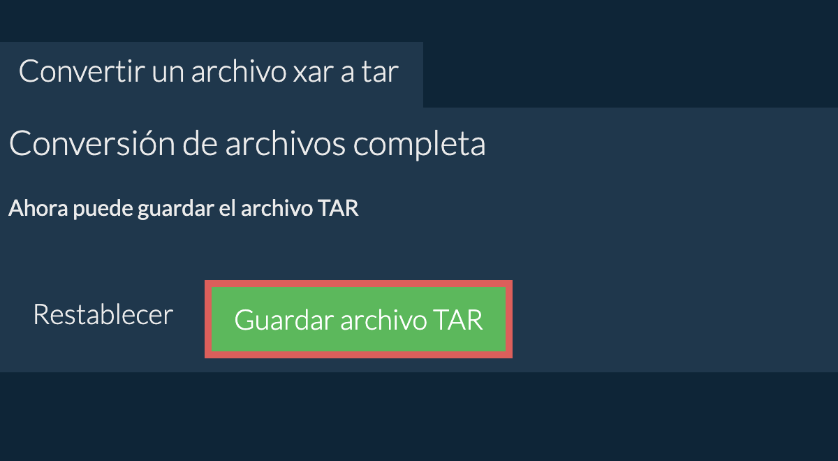 Guardar archivo TAR