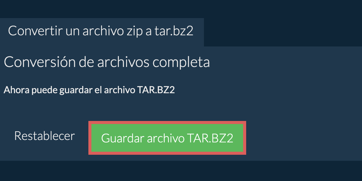 Guardar archivo tar.bz2