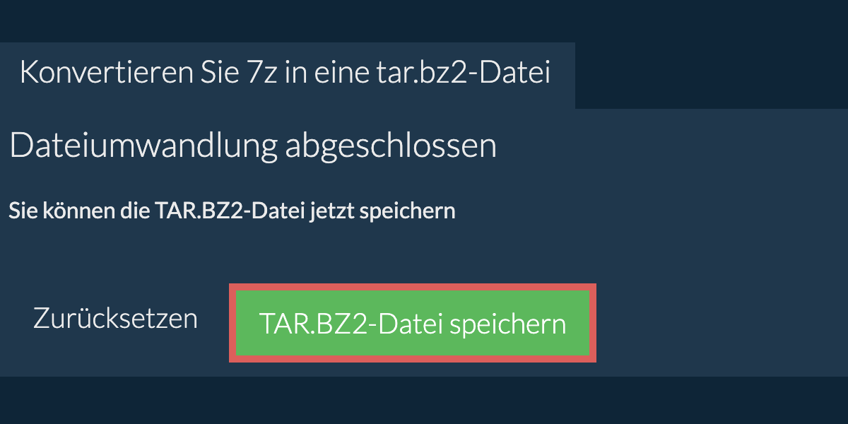 tar.bz2 Datei speichern