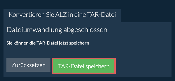 TAR Datei speichern