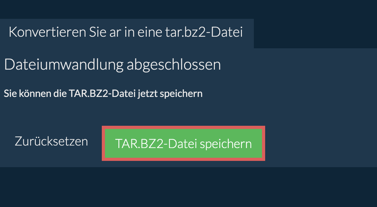 TAR.BZ2 Datei speichern