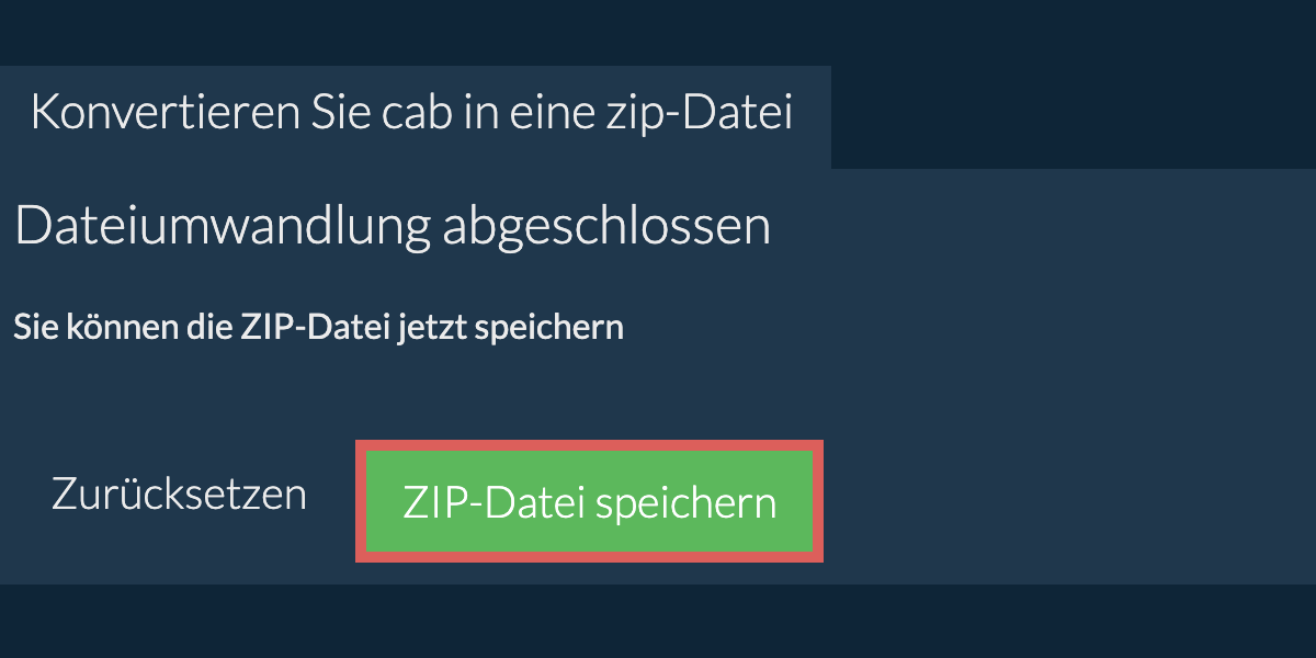 zip Datei speichern