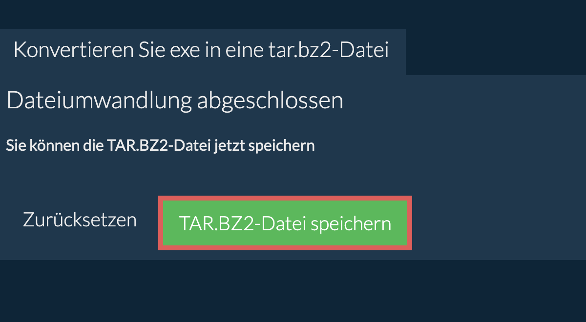 tar.bz2 Datei speichern