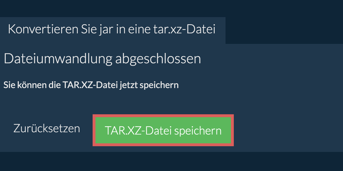 tar.xz Datei speichern