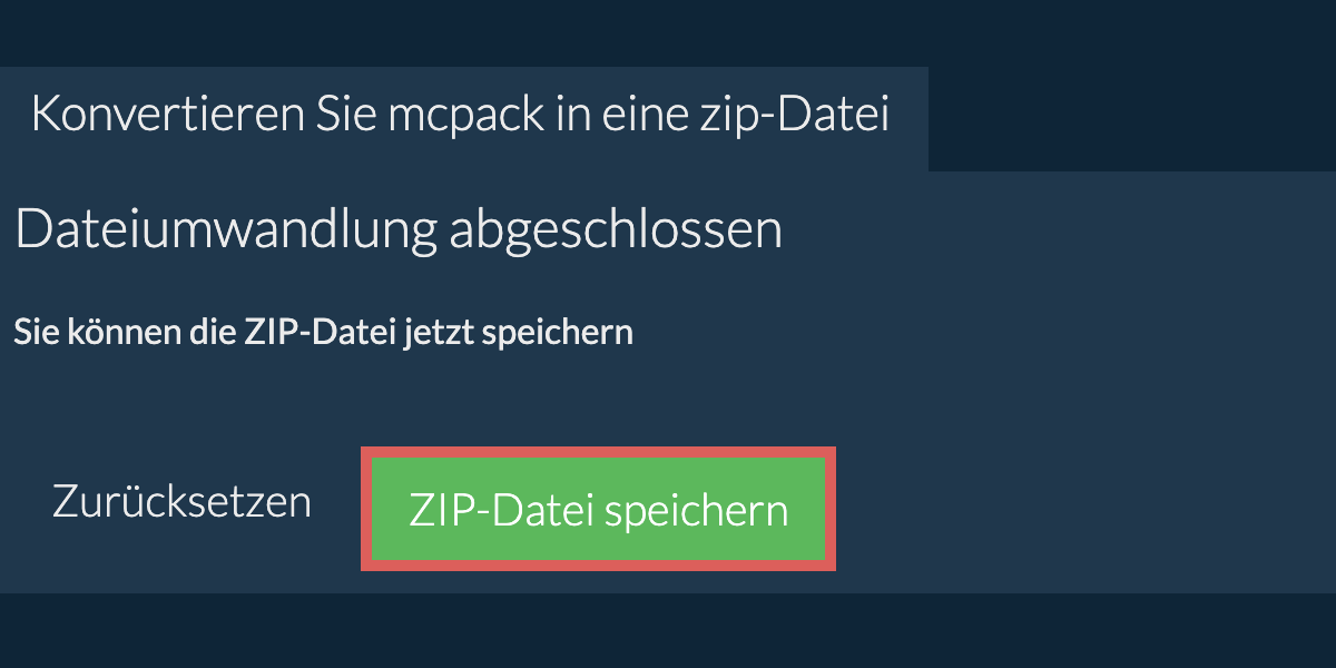 zip Datei speichern