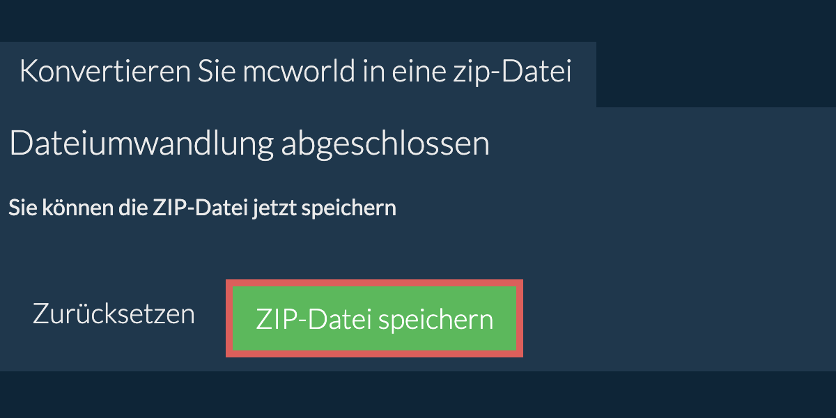 zip Datei speichern