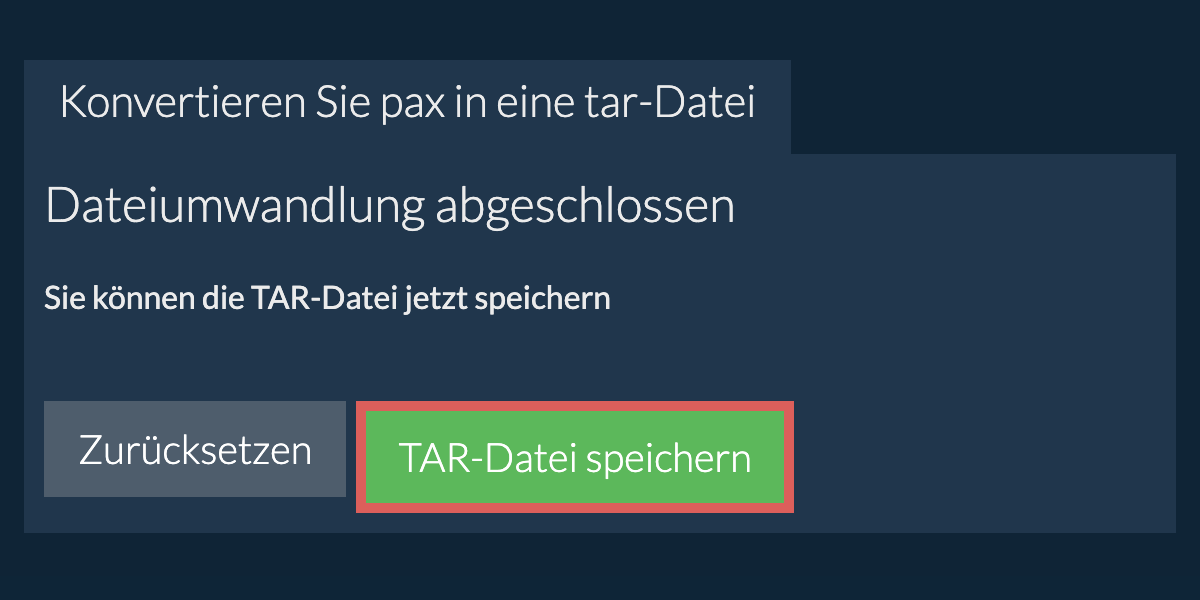 TAR Datei speichern