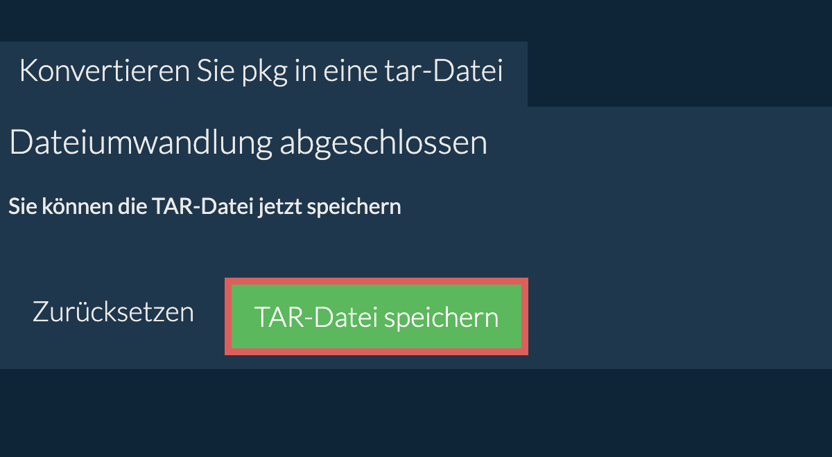 tar Datei speichern