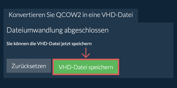 VHD Datei speichern