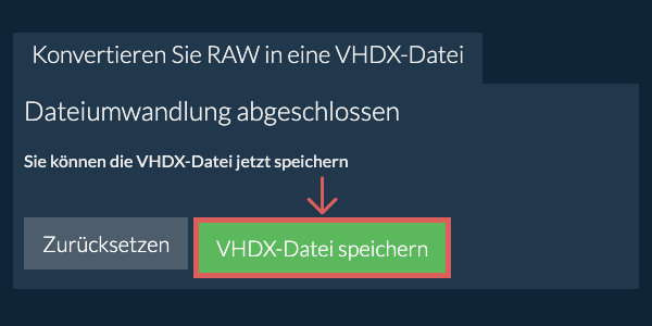 VHDX Datei speichern