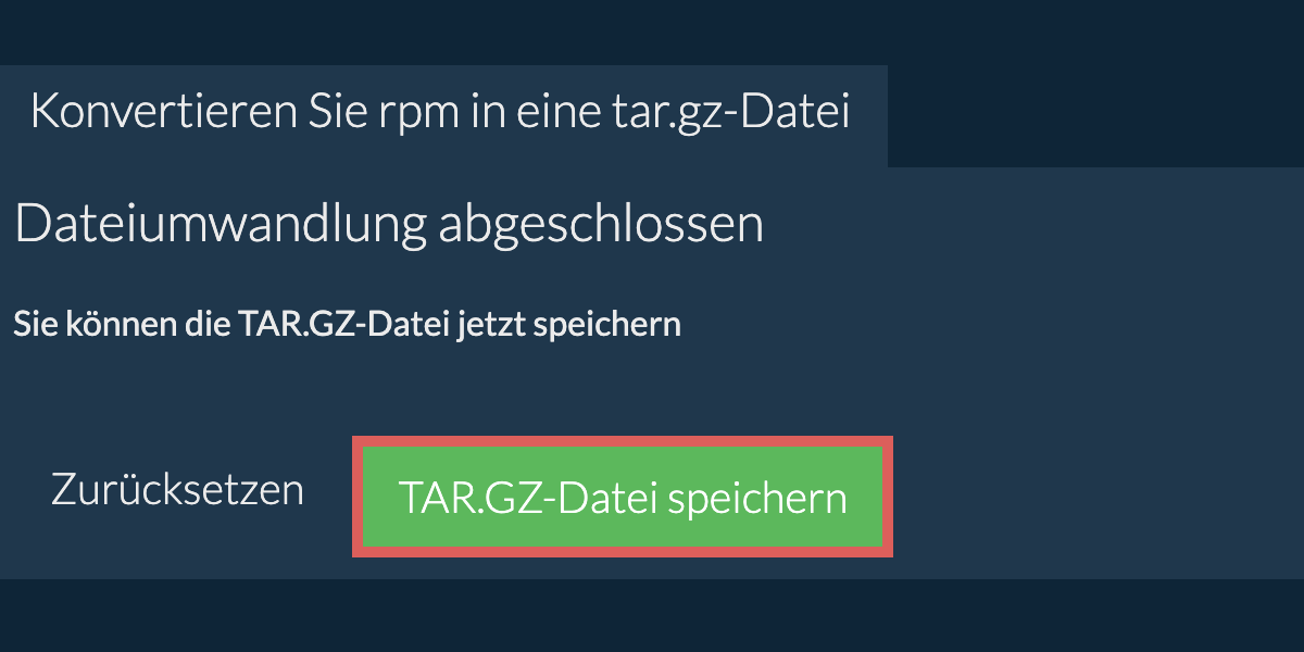 tar.gz Datei speichern