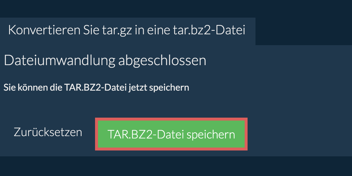 tar.bz2 Datei speichern