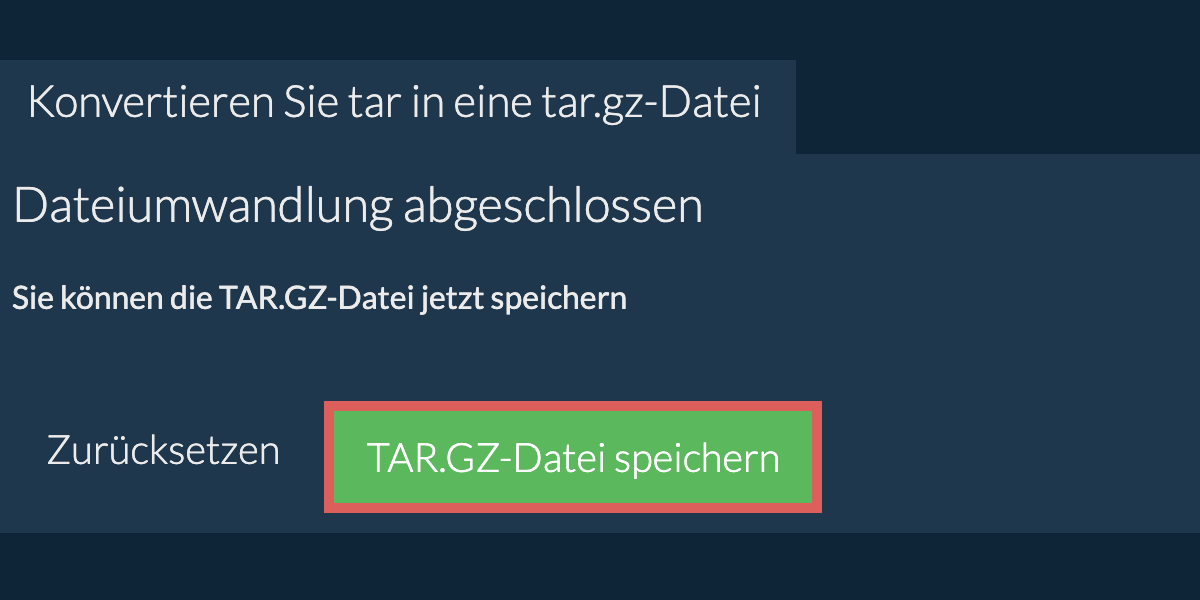 tar.gz Datei speichern