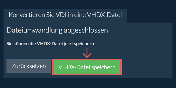 VHDX Datei speichern