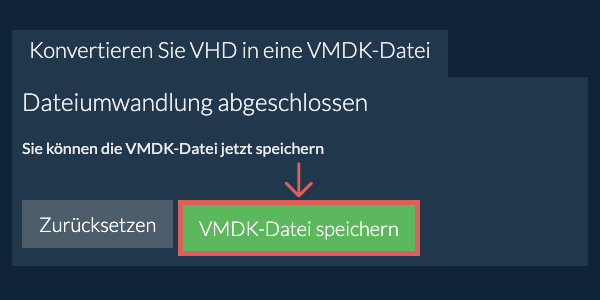 VMDK Datei speichern