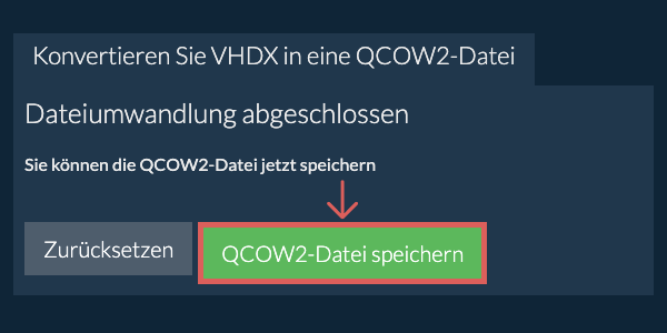 QCOW2 Datei speichern