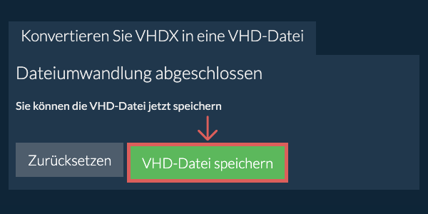 VHD Datei speichern