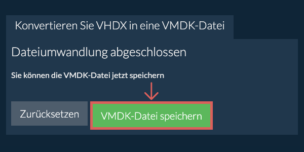 VMDK Datei speichern