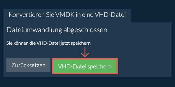 VHD Datei speichern