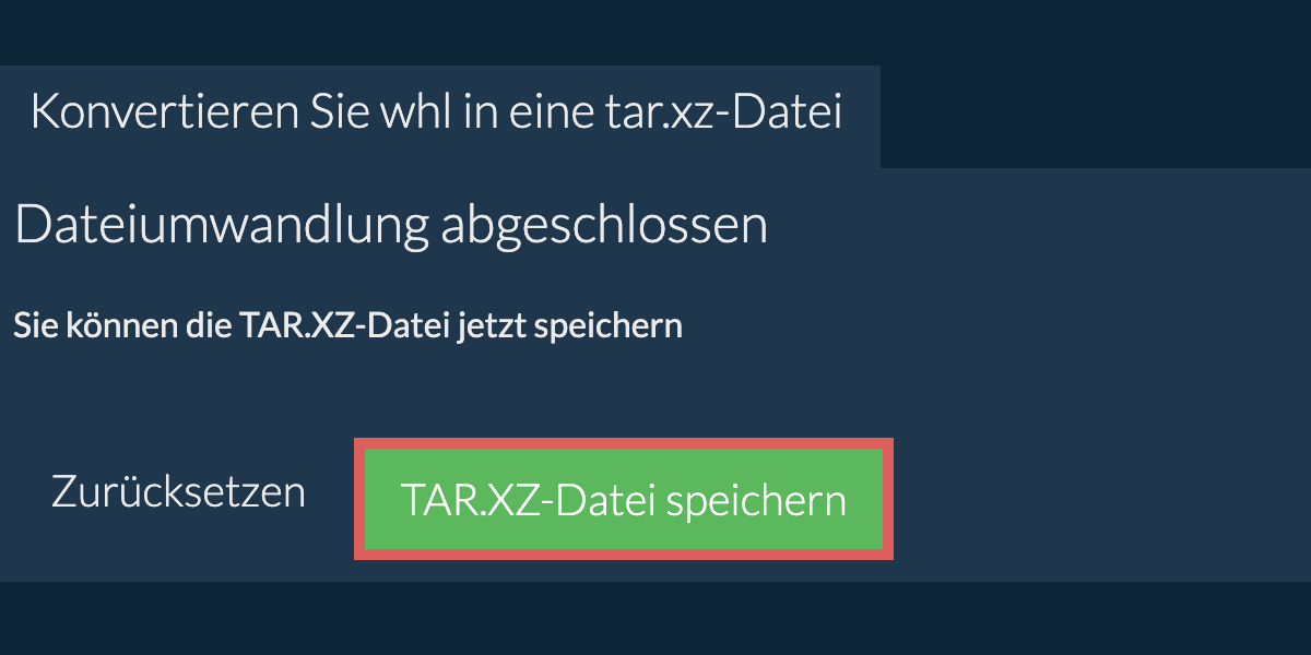 tar.xz Datei speichern