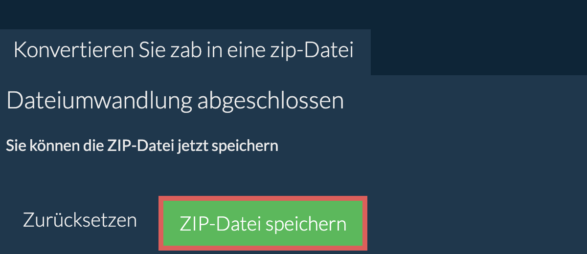 zip Datei speichern