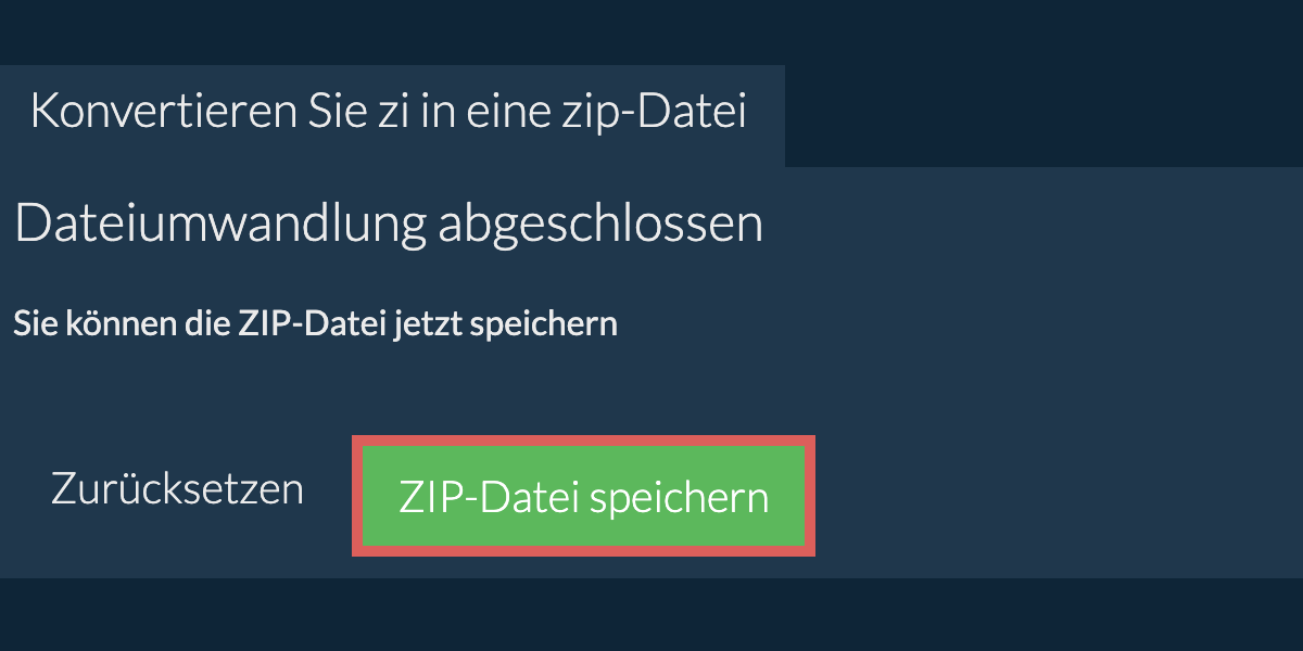 zip Datei speichern