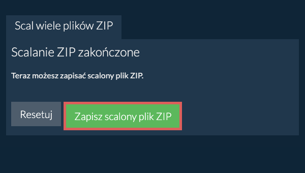 Zapisz plik ZIP
