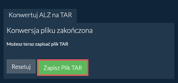 Zapisz plik TAR